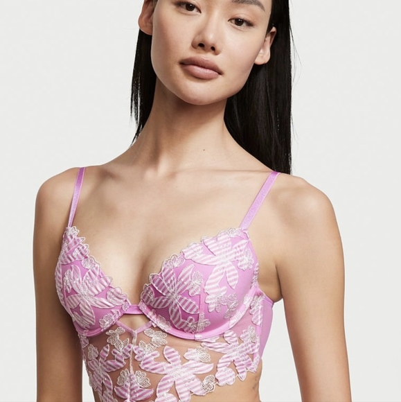Lightly-Lined Floral Embroidered Bra Top 34C - Picture 3 of 6